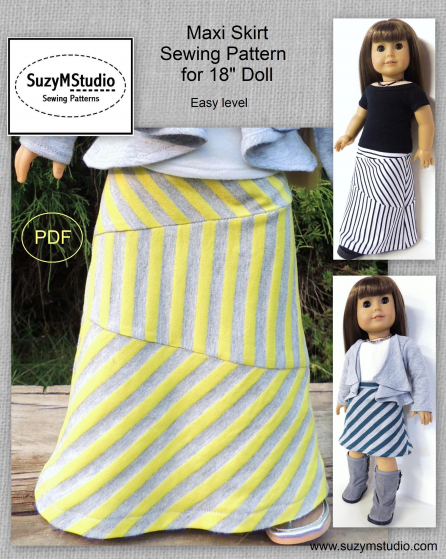 Maxi Skirt Pattern for 18 inch dolls