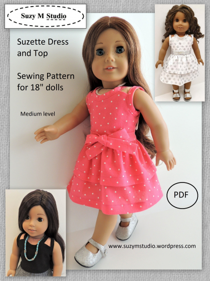 Suzette Dress and Top Pattern designed to fit 18" Doll such as American Girl - S