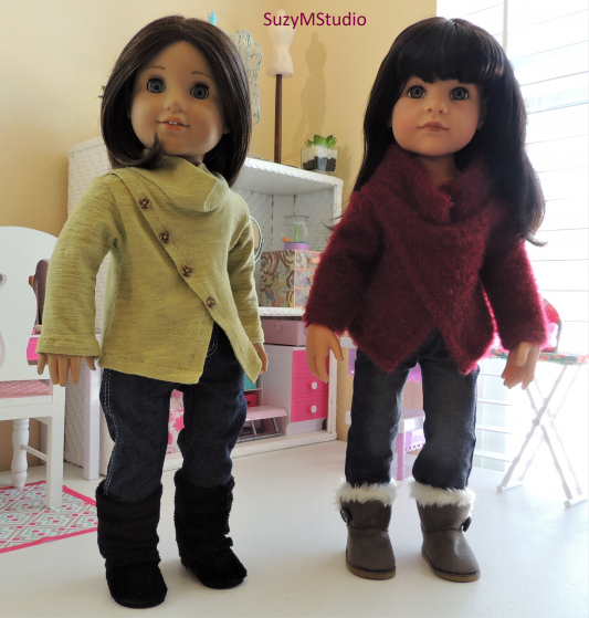 Front Wrap Sweater Sewing Pattern for 18" dolls SuzyMStudio