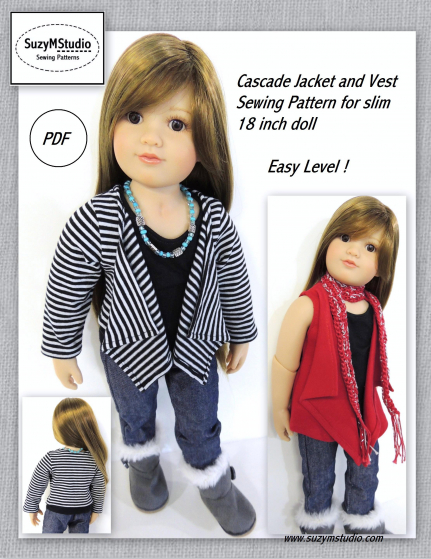 Cascade Jacket and Vest-Slim 18 inch dolls Sewing Pattern