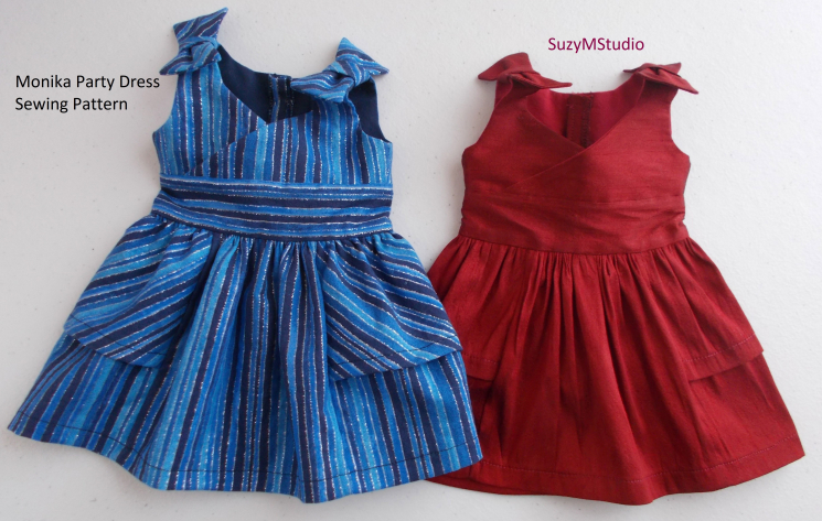 Monika Party Dress Pattern 18" doll SuzyMStudio