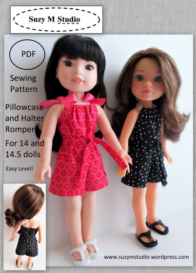 Pillowcase and Halter Romper for 14 and 14.5 dolls suzymstudio