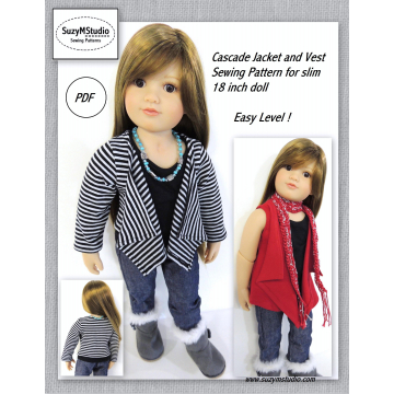 Cascade Jacket and Vest-Slim 18 inch dolls Sewing Pattern