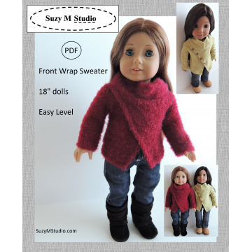 Front Wrap Sweater Sewing Pattern for 18" dolls